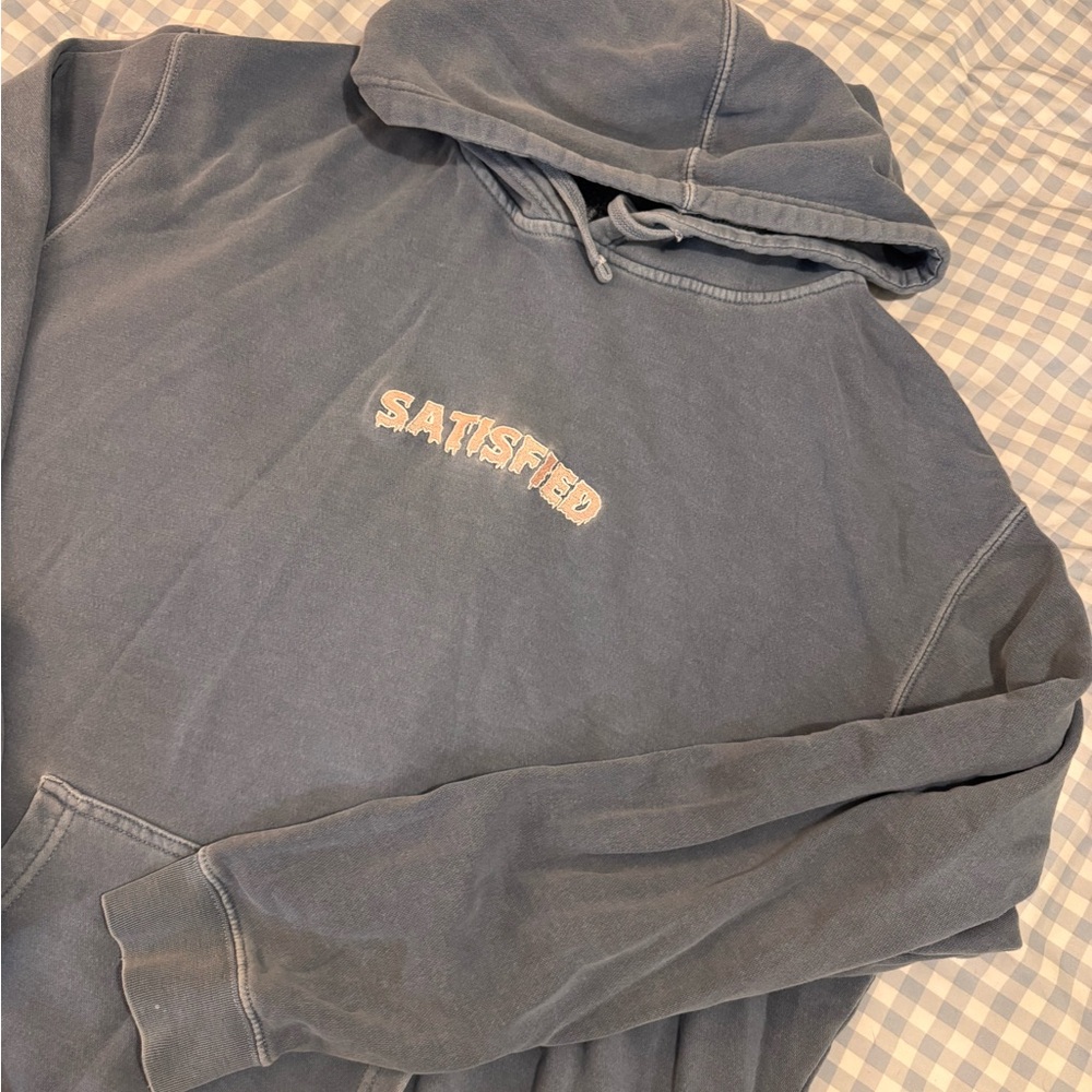Blue Hoodie with Satisfied Logo
